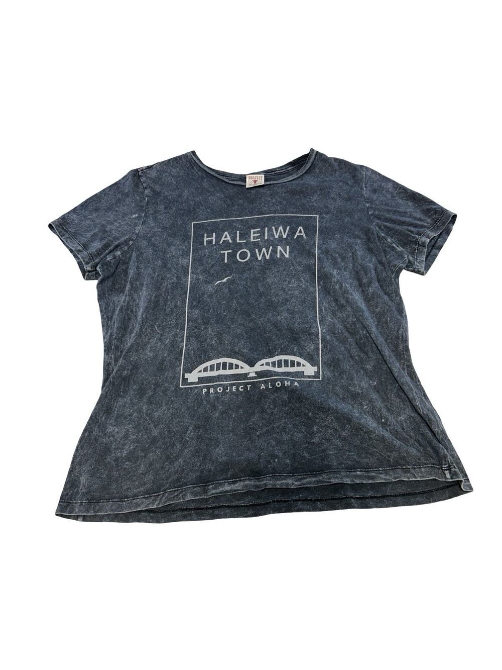 Project Aloha Women’s Large Haleiwa Town Hawaii Graphic T-Shirt Acid Wash